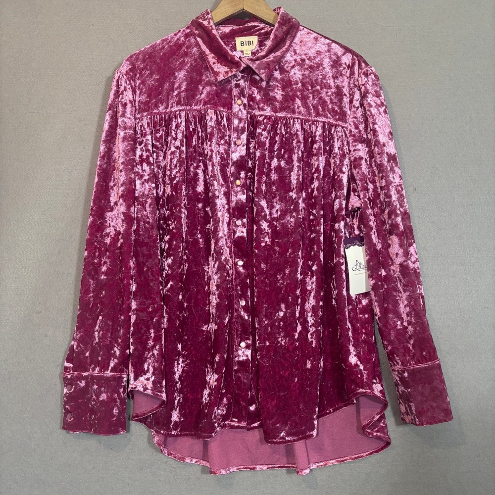 New Bibi Crushed Pink Velvet Top Heavyweight Oversized Y2K Fairy Femme Size L